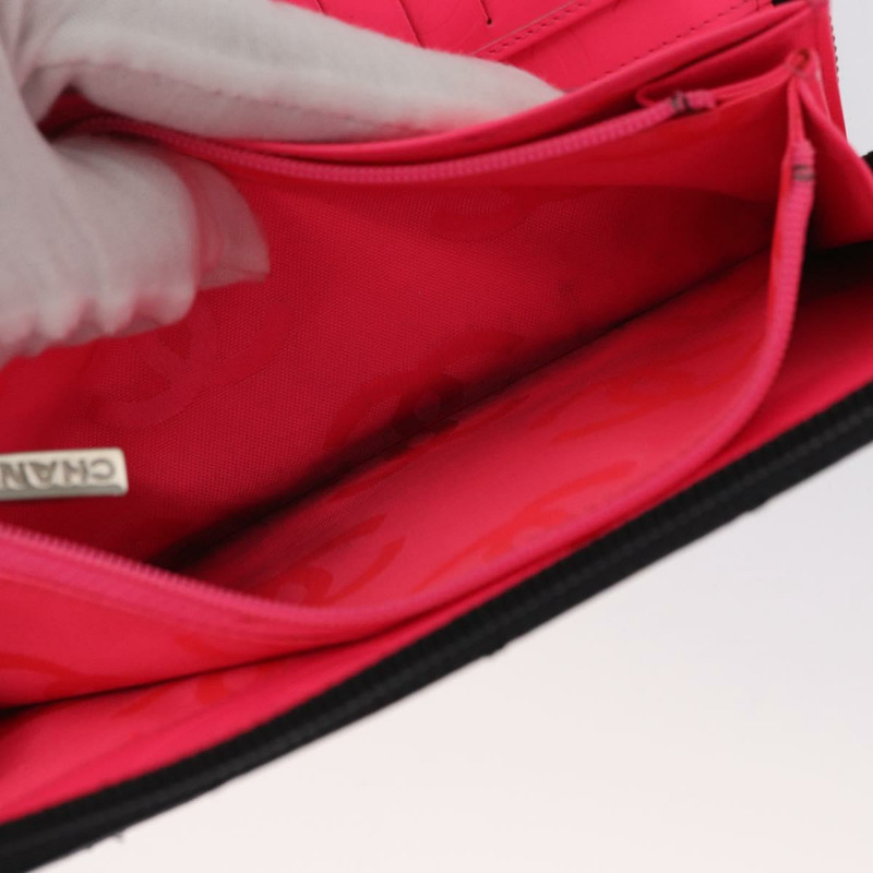 【日本直送】香奈兒 Cambon 系列長版錢包，小牛皮材質，黑色銀色 CC 標誌，正品 ac3882-8