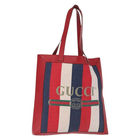 GUCCI Sherry Line 帆布手提包 白色 紅色 523781 正品 BA9487