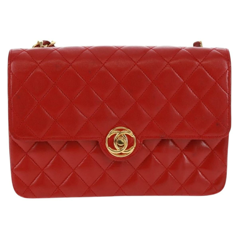 【日本直送】香奈兒 (CHANEL) 鏈條迷你絎縫 19 肩背包，羊皮材質，紅色，金色雙 C 標誌，正品編號 159916SAV-12