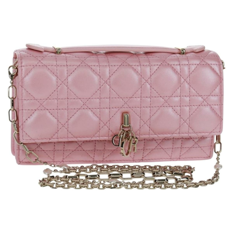 【日本直送】Christian Dior Cannage Miss Dior 鏈條包 皮革 2way 粉紅色 正品 159907SAM-0