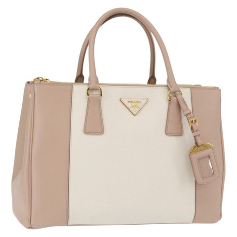 PRADA Galleria 手提包 Safiano 皮革 粉紅色金色 正品 bs32179