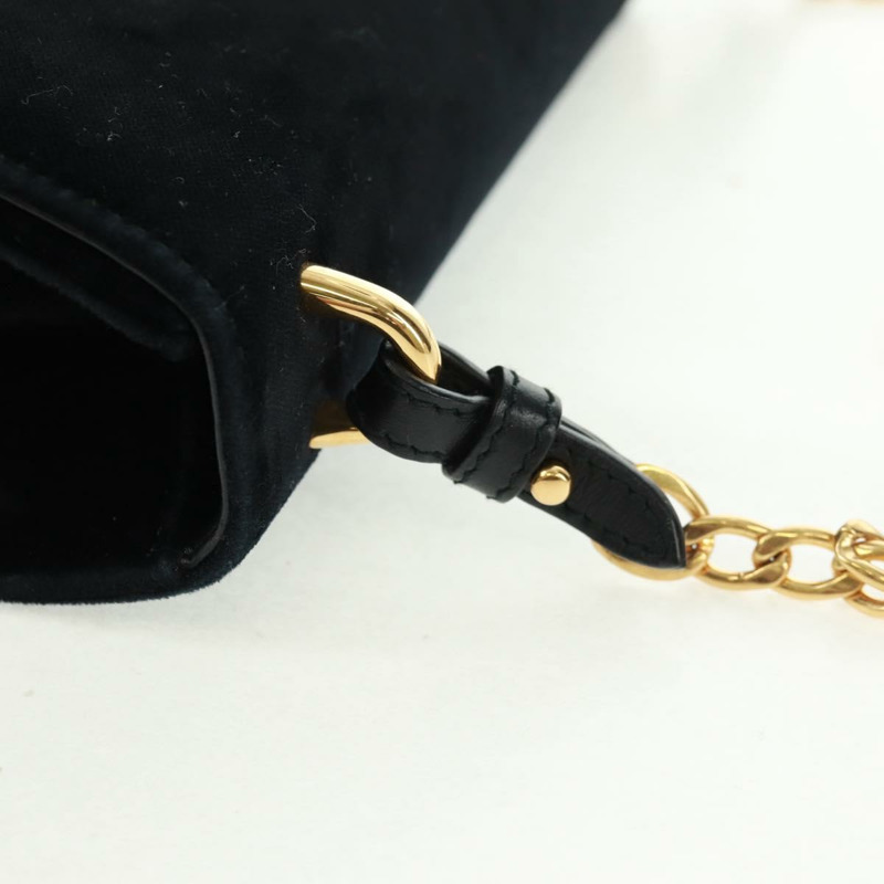 【日本直送】PRADA 鏈條肩背包 絲絨 黑色 金色 正品 159877SAV-7