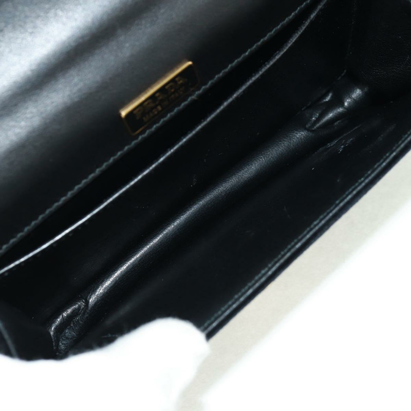 【日本直送】PRADA 鏈條肩背包 絲絨 黑色 金色 正品 159877SAV-9