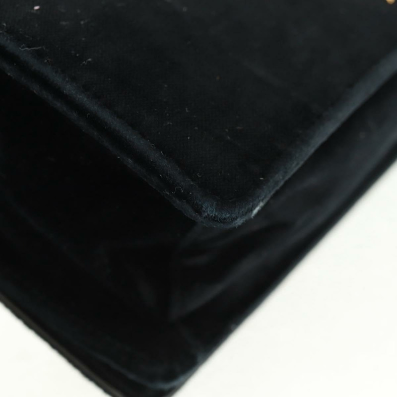 【日本直送】PRADA 鏈條肩背包 絲絨 黑色 金色 正品 159877SAV-16