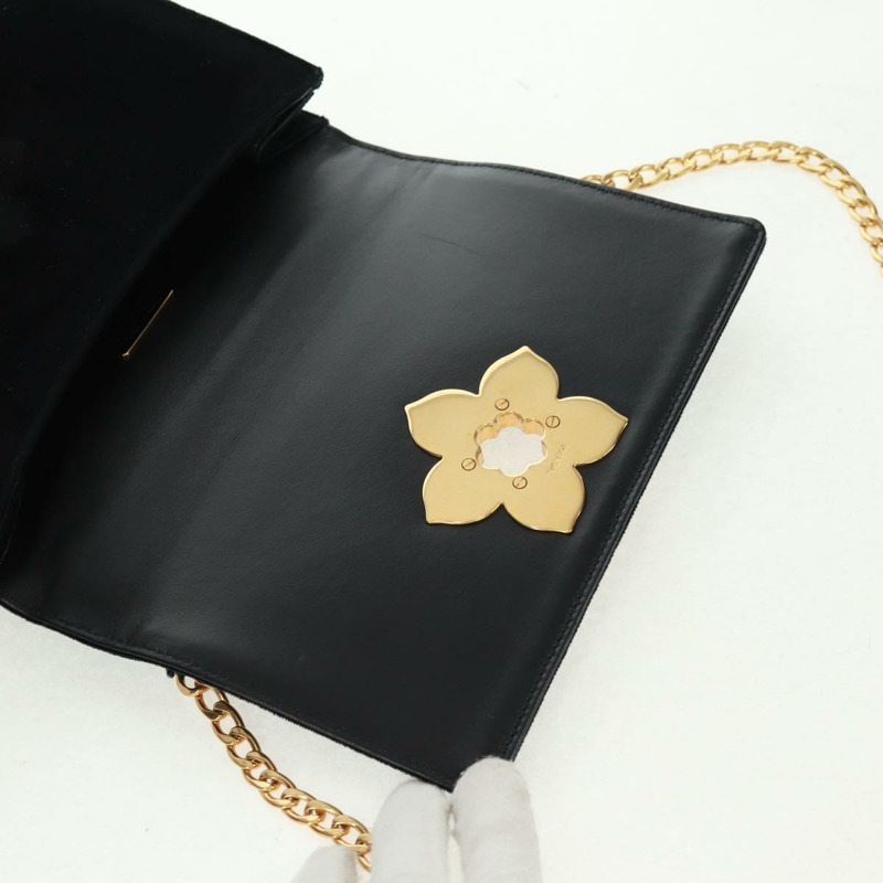 【日本直送】PRADA 鏈條肩背包 絲絨 黑色 金色 正品 159877SAV-20