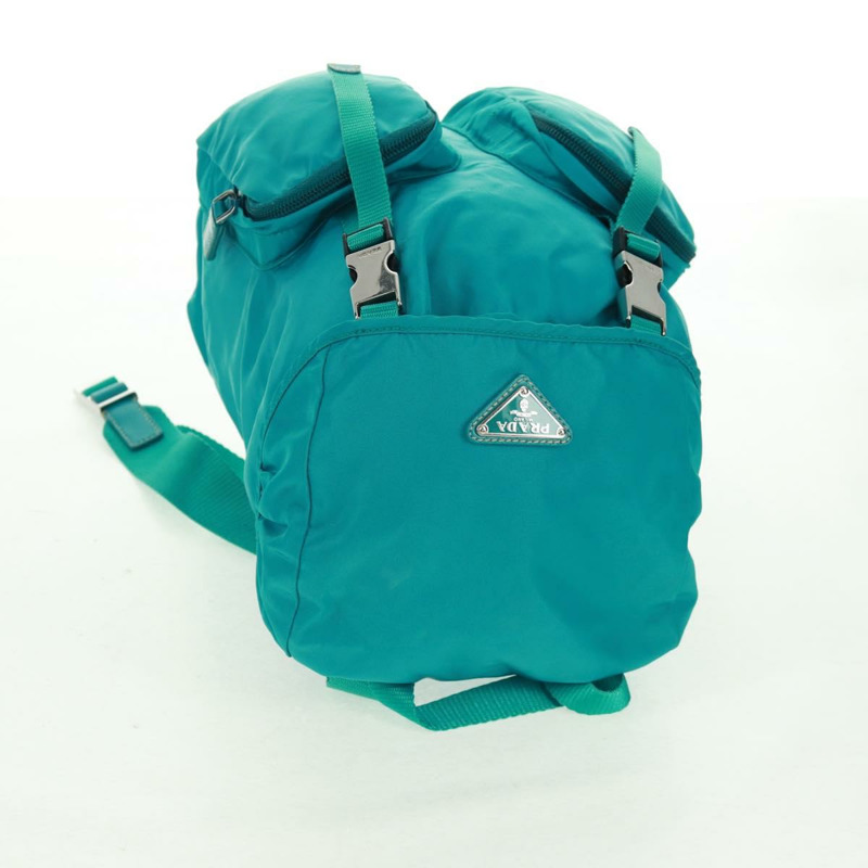 【日本直送】PRADA 雙肩包 尼龍材質 綠松石藍 銀色 正品 159914V-5