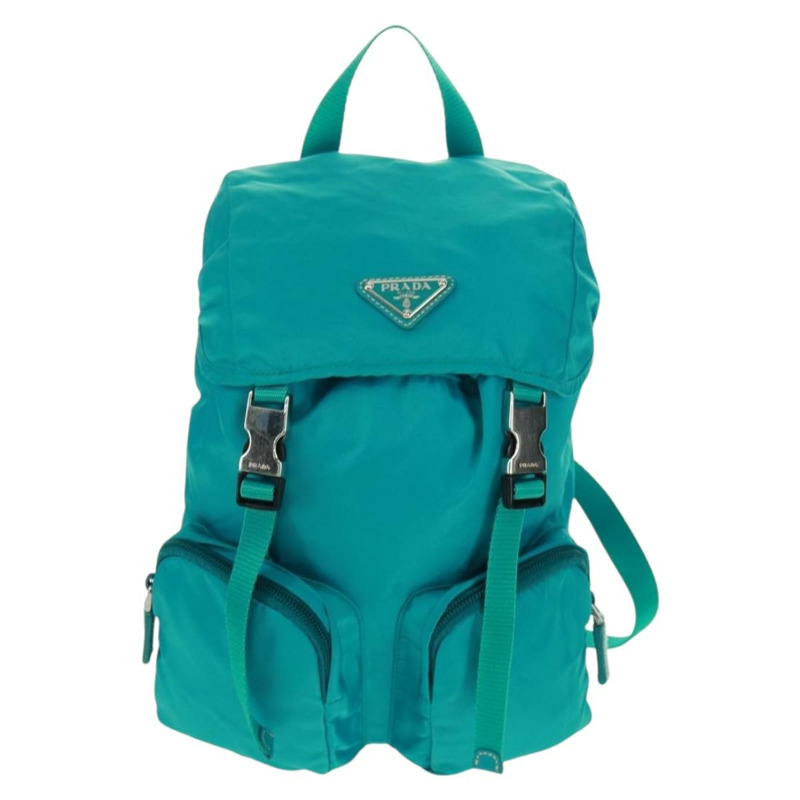 【日本直送】PRADA 雙肩包 尼龍材質 綠松石藍 銀色 正品 159914V-12