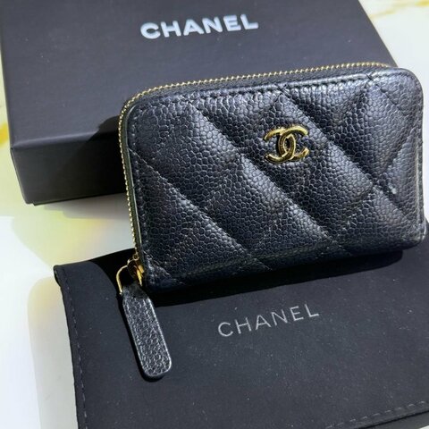 Chanel 黑金 魚子醬牛皮散子包 芯片款