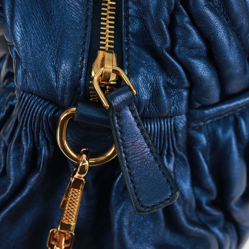 【日本直送】Miu Miu Matelasse 手提包 皮革 2way Blue Gold Auth 159908SAV-24