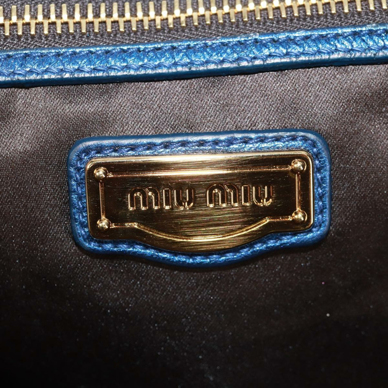 【日本直送】Miu Miu Matelasse 手提包 皮革 2way Blue Gold Auth 159908SAV-25