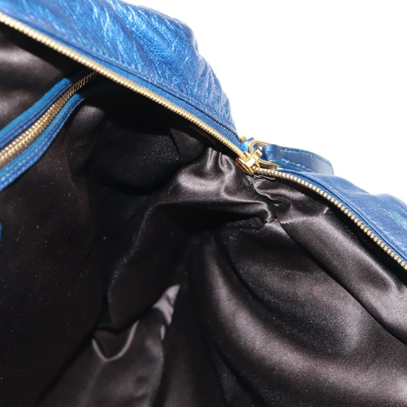 【日本直送】Miu Miu Matelasse 手提包 皮革 2way Blue Gold Auth 159908SAV-26