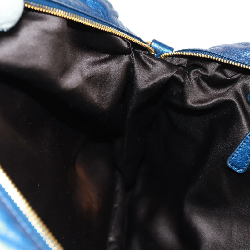 【日本直送】Miu Miu Matelasse 手提包 皮革 2way Blue Gold Auth 159908SAV-27