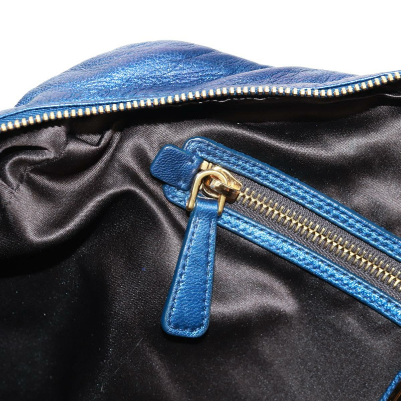 【日本直送】Miu Miu Matelasse 手提包 皮革 2way Blue Gold Auth 159908SAV-28