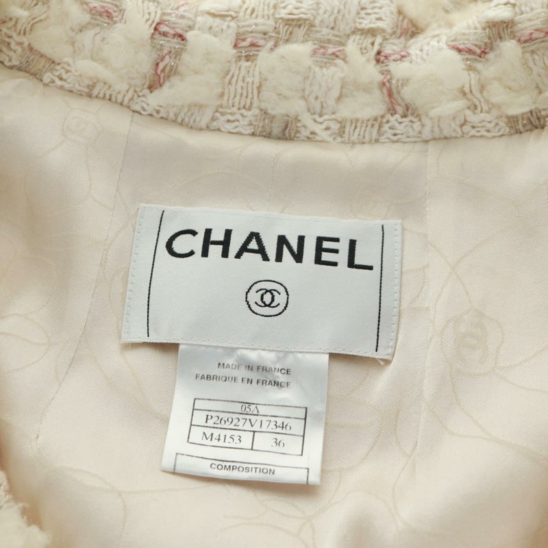 【日本直送】香奈兒外套半裙套裝，斜紋軟呢白色，CC標誌，貨號159923V-15
