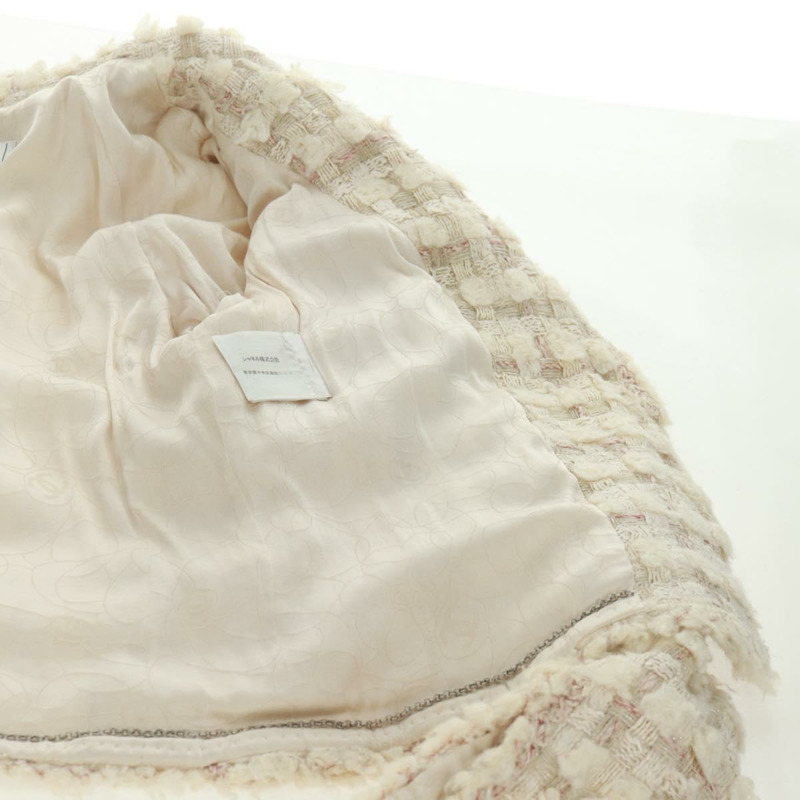 【日本直送】香奈兒外套半裙套裝，斜紋軟呢白色，CC標誌，貨號159923V-17