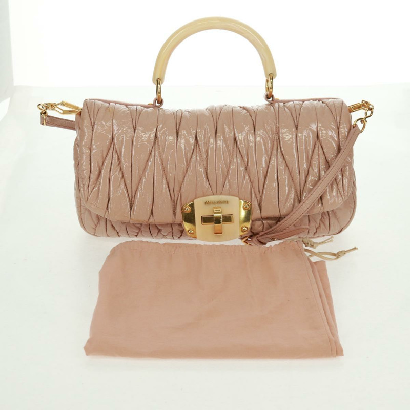 【日本直送】Miu Miu 手提包 漆皮 兩用 粉紅金配色 正品 am10466V-11