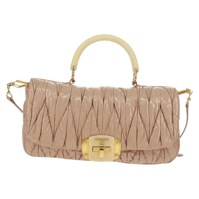 【日本直送】Miu Miu 手提包 漆皮 兩用 粉紅金配色 正品 am10466V-12