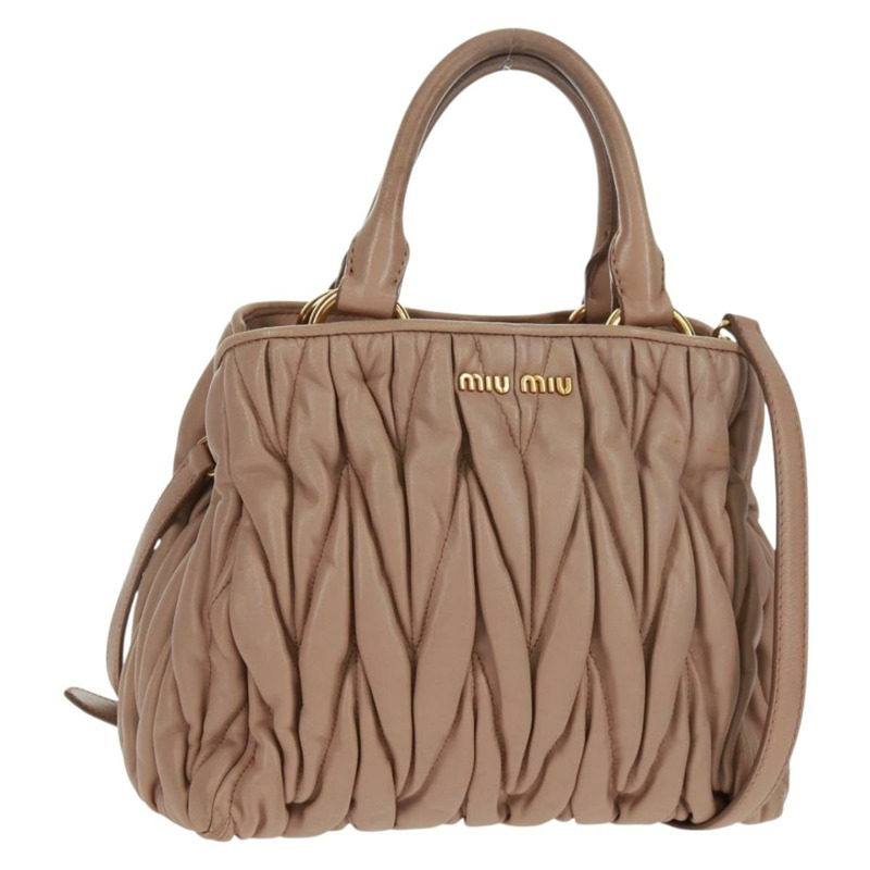 【日本直送】Miu Miu Matelasse 手提包 皮革 兩用 金色 淺粉色 正品 am10480V-0