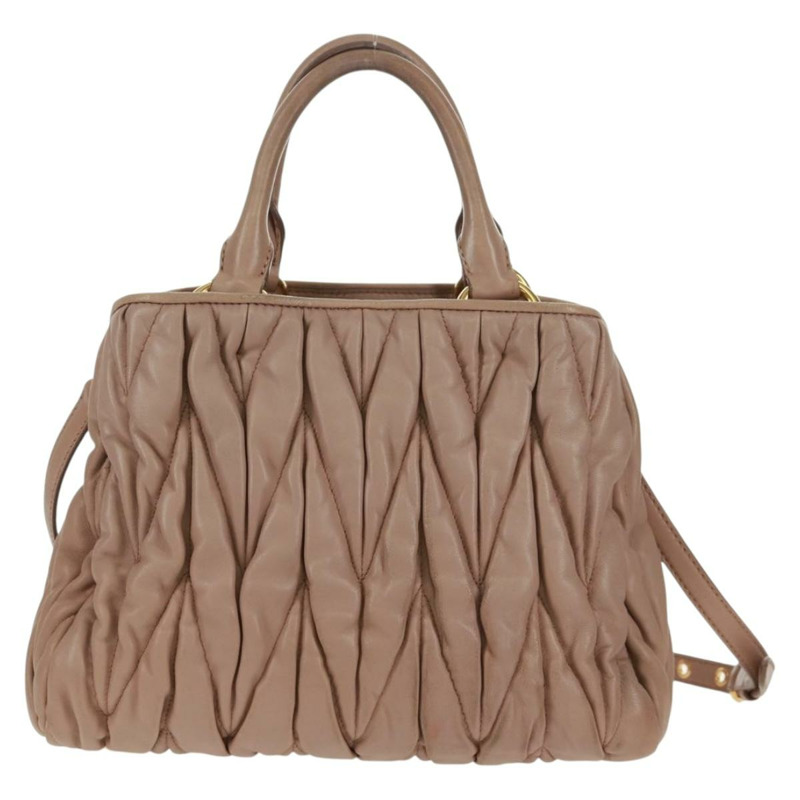 【日本直送】Miu Miu Matelasse 手提包 皮革 兩用 金色 淺粉色 正品 am10480V-2