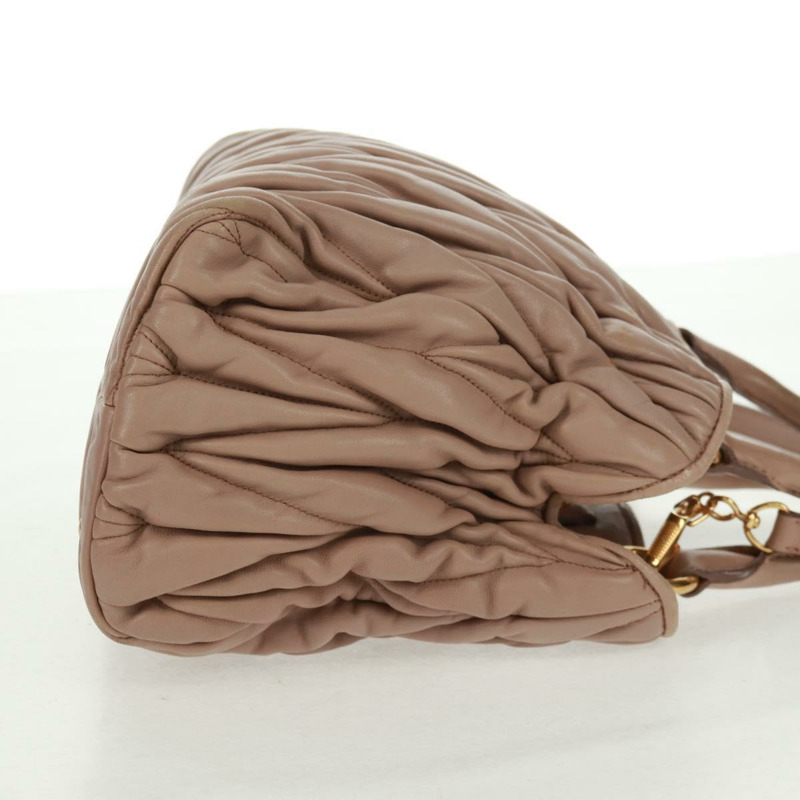 【日本直送】Miu Miu Matelasse 手提包 皮革 兩用 金色 淺粉色 正品 am10480V-4