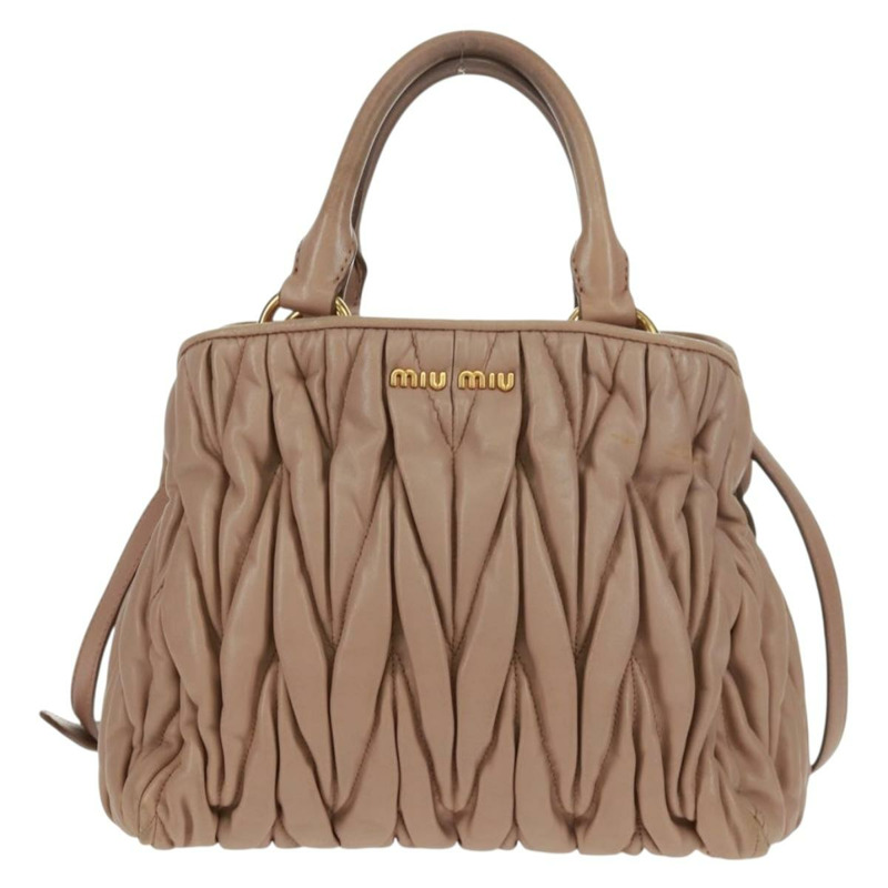 【日本直送】Miu Miu Matelasse 手提包 皮革 兩用 金色 淺粉色 正品 am10480V-12