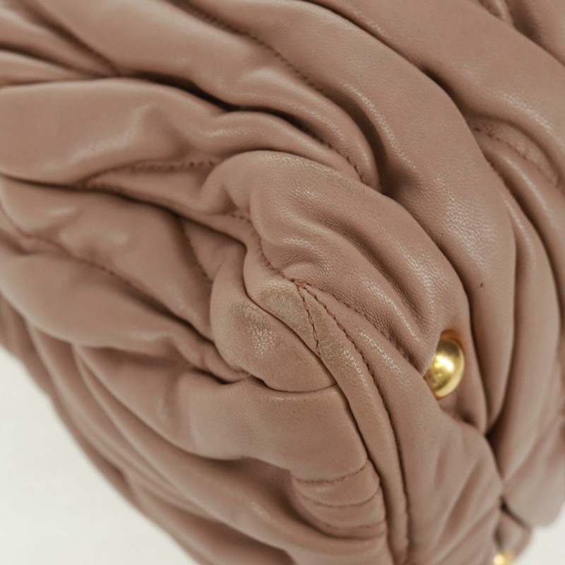 【日本直送】Miu Miu Matelasse 手提包 皮革 兩用 金色 淺粉色 正品 am10480V-16