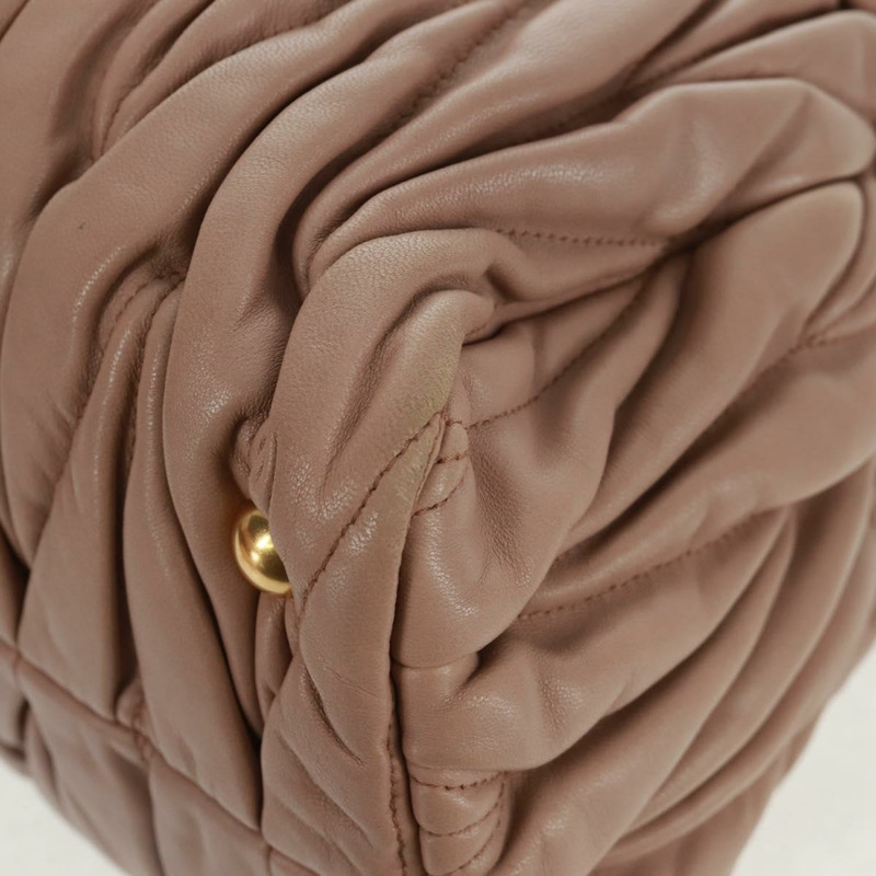 【日本直送】Miu Miu Matelasse 手提包 皮革 兩用 金色 淺粉色 正品 am10480V-17