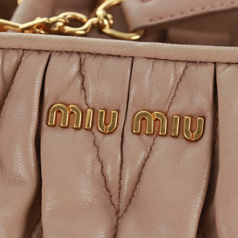 【日本直送】Miu Miu Matelasse 手提包 皮革 兩用 金色 淺粉色 正品 am10480V-20