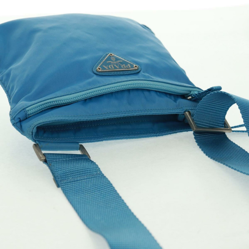 【日本直送】PRADA 尼龍藍銀色單肩包 Auth 163845V-5