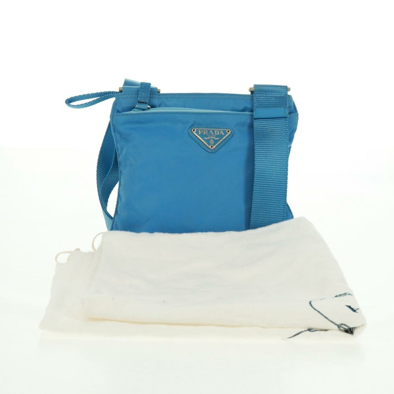 【日本直送】PRADA 尼龍藍銀色單肩包 Auth 163845V-11