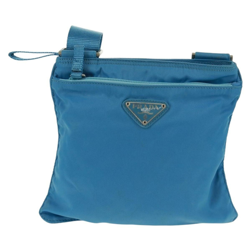 【日本直送】PRADA 尼龍藍銀色單肩包 Auth 163845V-12