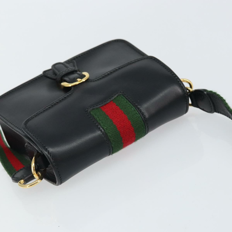 【日本直送】GUCCI Web Sherry Line 單肩包 皮革 黑色 紅色 007 1274 0230 Auth 162391-5