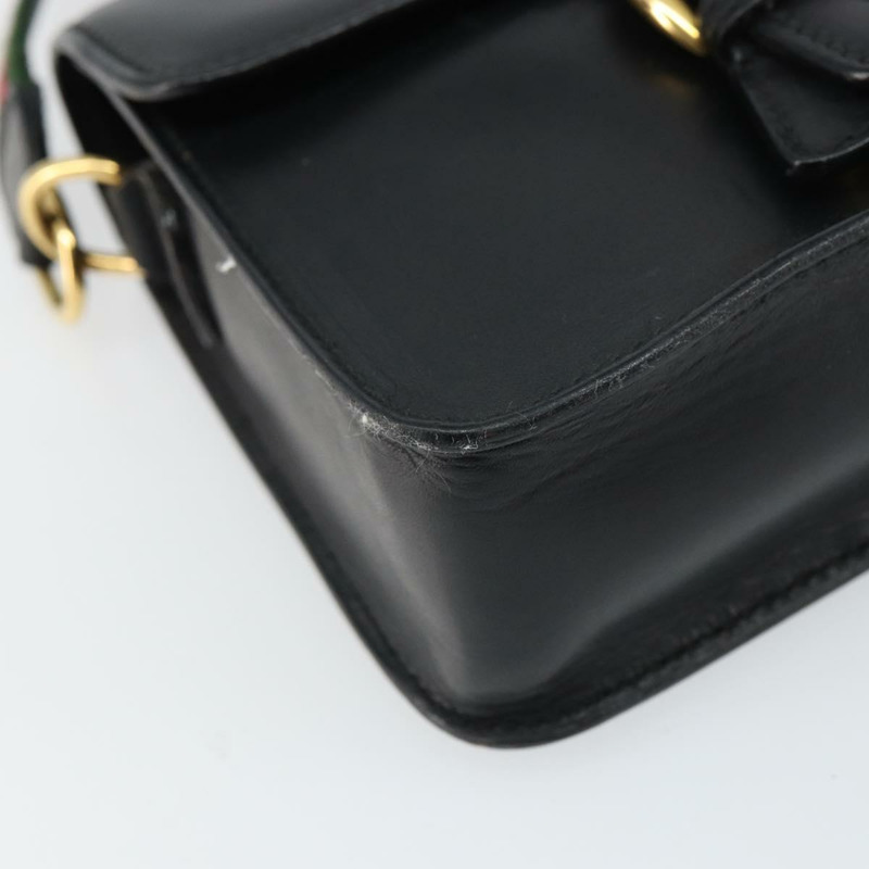 【日本直送】GUCCI Web Sherry Line 單肩包 皮革 黑色 紅色 007 1274 0230 Auth 162391-8