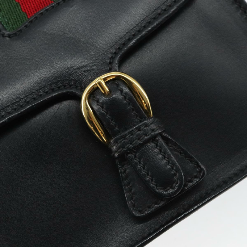 【日本直送】GUCCI Web Sherry Line 單肩包 皮革 黑色 紅色 007 1274 0230 Auth 162391-16