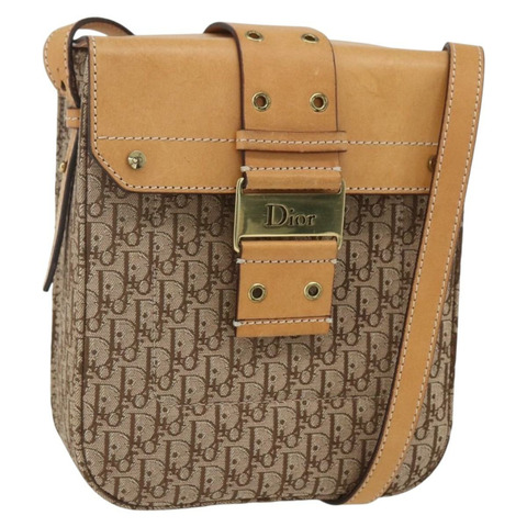 Christian Dior Trotter帆布街頭風單肩包 米色金色 正品 ki6338