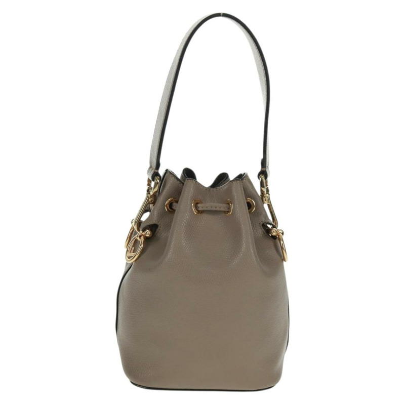 【日本直送】FENDI 手提包 皮革 灰色 金色 正品 ki6319-1