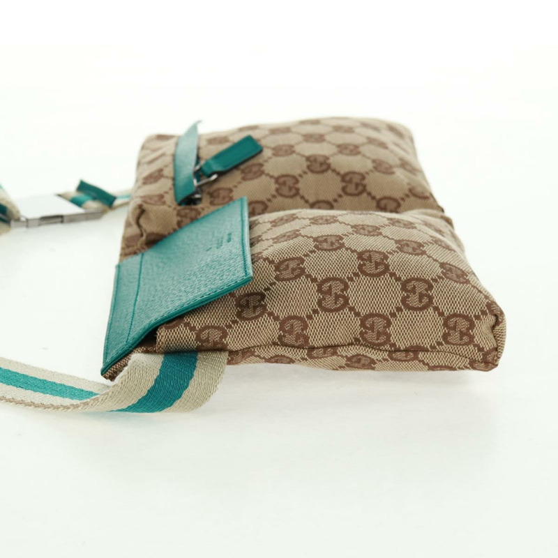 【日本直送】GUCCI GG帆布腰包 米色 藍綠色 銀色 28566 正品 ki6279V-2