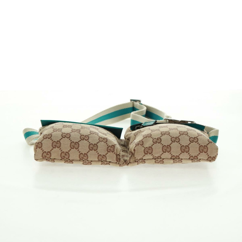 【日本直送】GUCCI GG帆布腰包 米色 藍綠色 銀色 28566 正品 ki6279V-4
