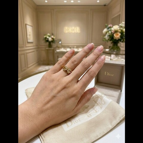 Christian Dior 迪奧 vintage 18K金 天然鑽石蝴蝶結戒指 鑽戒