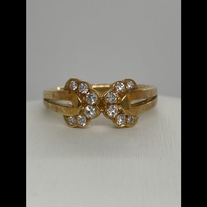 Christian Dior 迪奧 vintage 18K金 天然鑽石蝴蝶結戒指 鑽戒-1