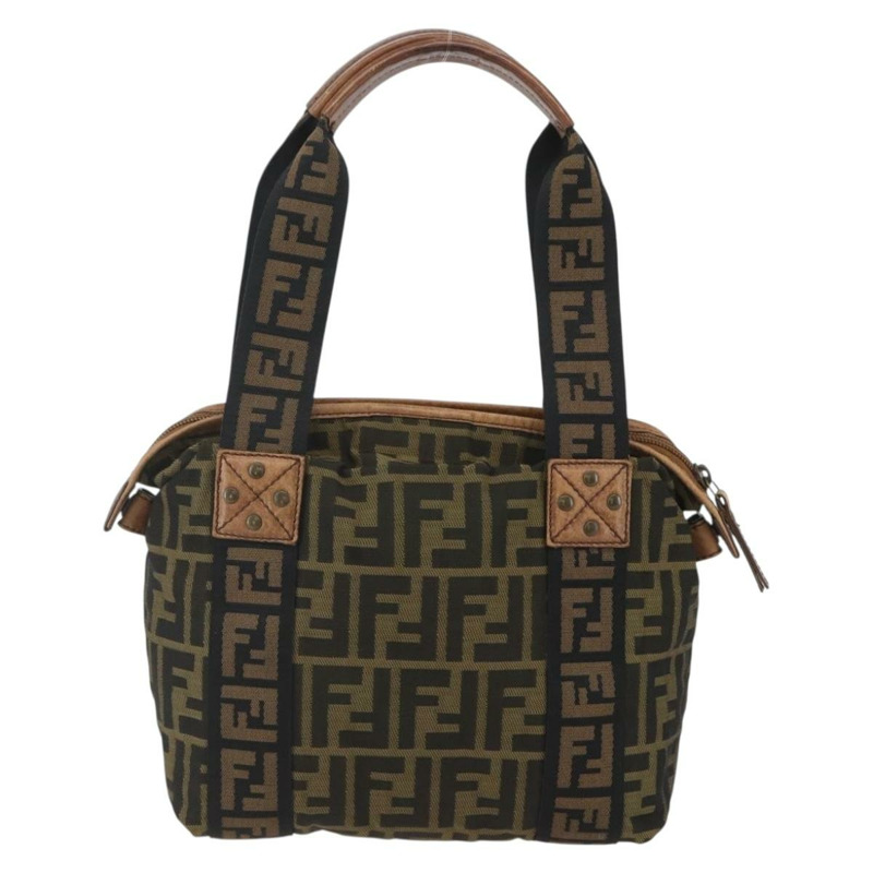 【日本直送】FENDI Zucca帆布手提包 黑色棕色 正品 ki6340-1