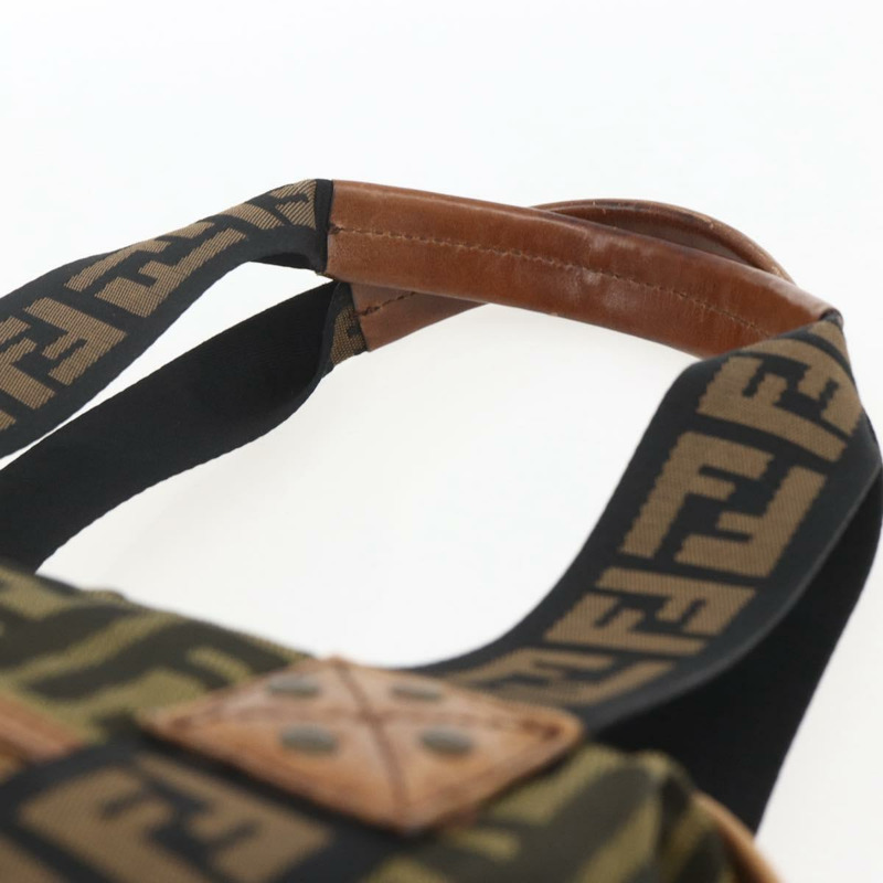 【日本直送】FENDI Zucca帆布手提包 黑色棕色 正品 ki6340-7