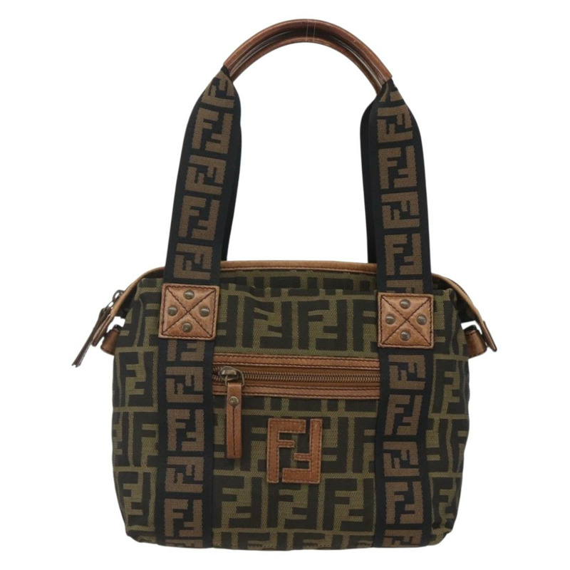 【日本直送】FENDI Zucca帆布手提包 黑色棕色 正品 ki6340-12