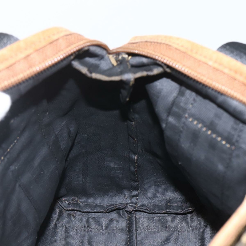 【日本直送】FENDI Zucca帆布手提包 黑色棕色 正品 ki6340-18