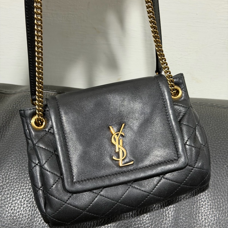 Ysl • Nolita 經典黑金羊皮手袋 全配有盒-1
