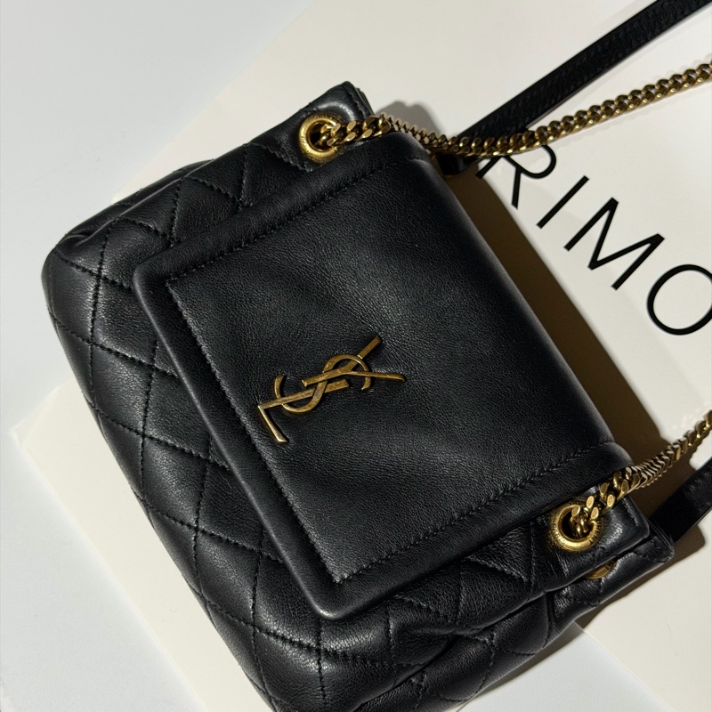 Ysl • Nolita 經典黑金羊皮手袋 全配有盒-3