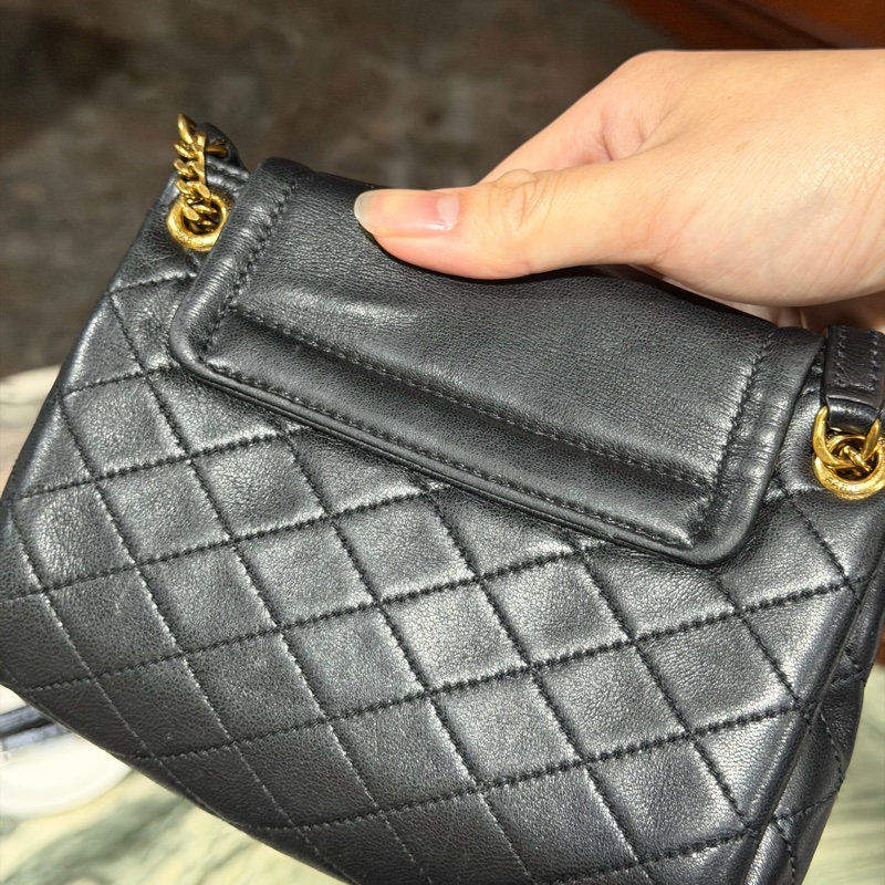 Ysl • Nolita 經典黑金羊皮手袋 全配有盒-6