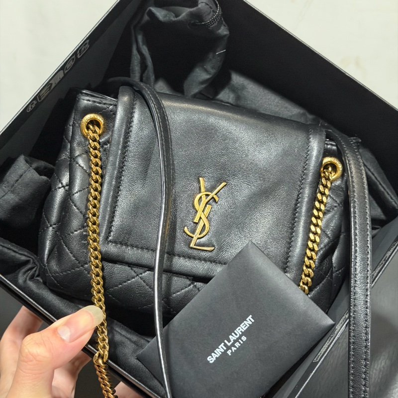 Ysl • Nolita 經典黑金羊皮手袋 全配有盒-8
