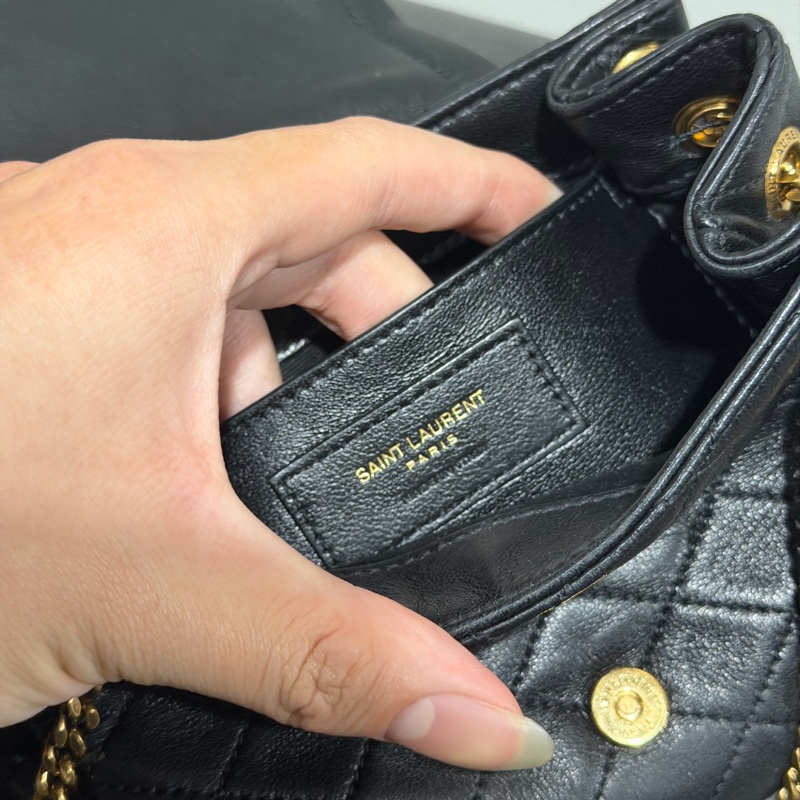 Ysl • Nolita 經典黑金羊皮手袋 全配有盒-9