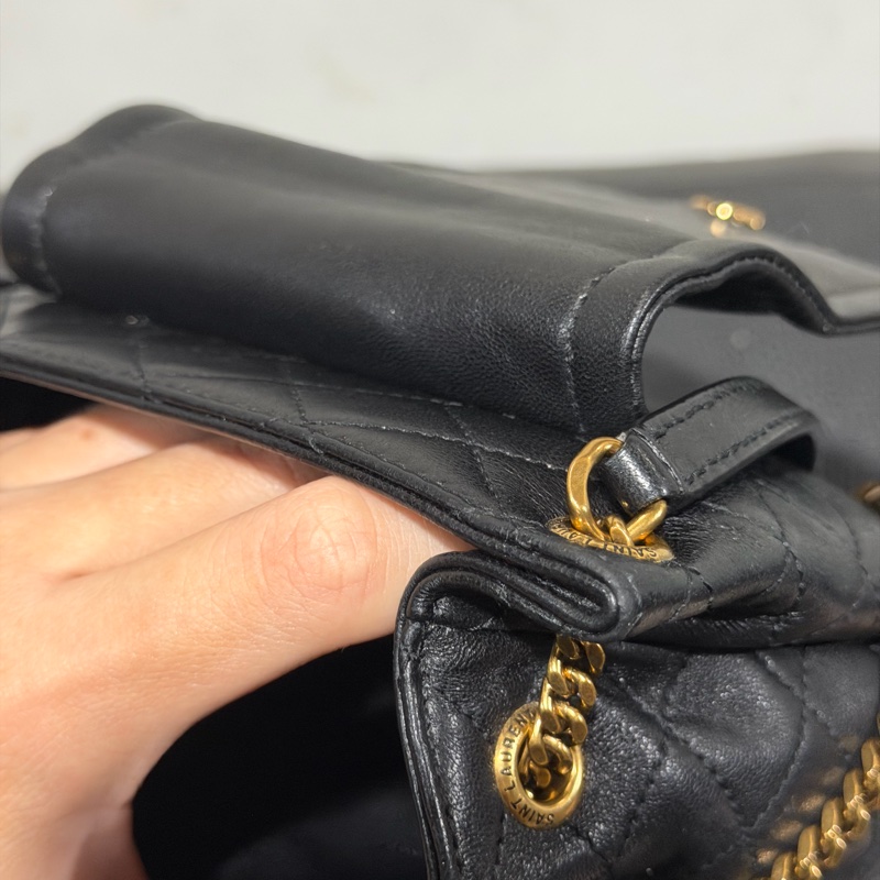 Ysl • Nolita 經典黑金羊皮手袋 全配有盒-10